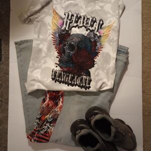 🆕☠️Rebel Vengeance Side Patch Jeans